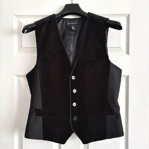 INC International Concepts Black Mens Vest - Velveteen
